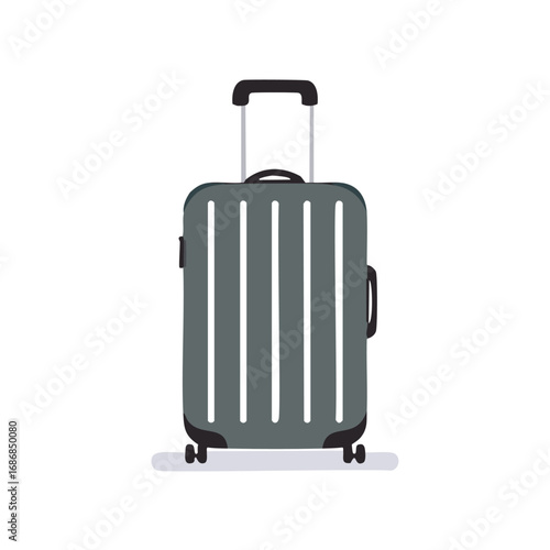 Gray rolling suitcase with black handle and wheels luggage travel
