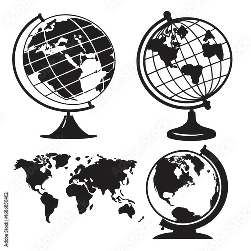 Globes and world map educational tools learning geography