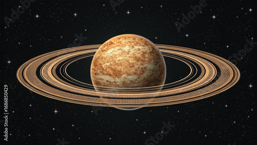 Ringed Planet in Starry Space galaxy stars