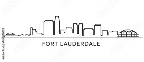 Fort Lauderdale Line Art skyline silhouette. Landscape Fort Lauderdale, FL. Vector illustration. with white background