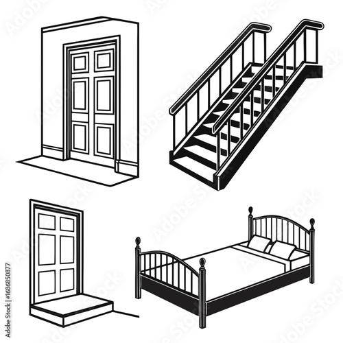Interior architectural elements including doors and stairs doorway staircase