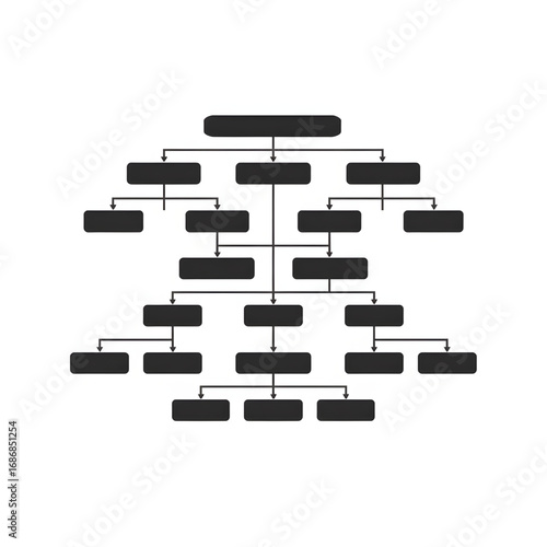 Hierarchical Structure Illustration: A neat visual representation of organizational structure showing clear steps and interconnectedness within the hierarchy, perfect for illustrating complex data.