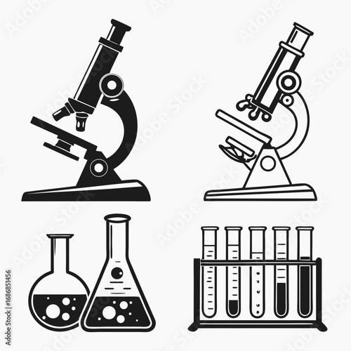 Microscopes and laboratory glassware laboratory equipment science