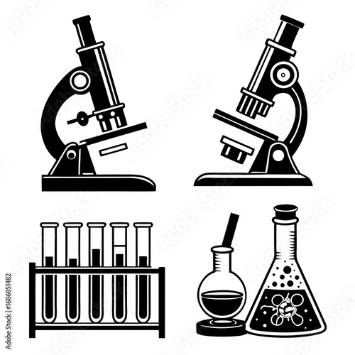 Microscopes test tubes flasks and beaker laboratory science