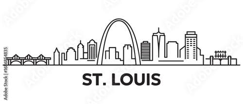 St . Louis Line Art skyline horizontal banner. Black St . Louis, Missouri. Vector template for your design. with white background
