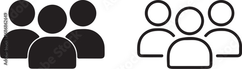 people, group, icon, symbol, silhouette, outline, user, avatar, community, team, crowd, individuals, connection, social, network, black, white background, isolated, graphic, illustration, multiple peo