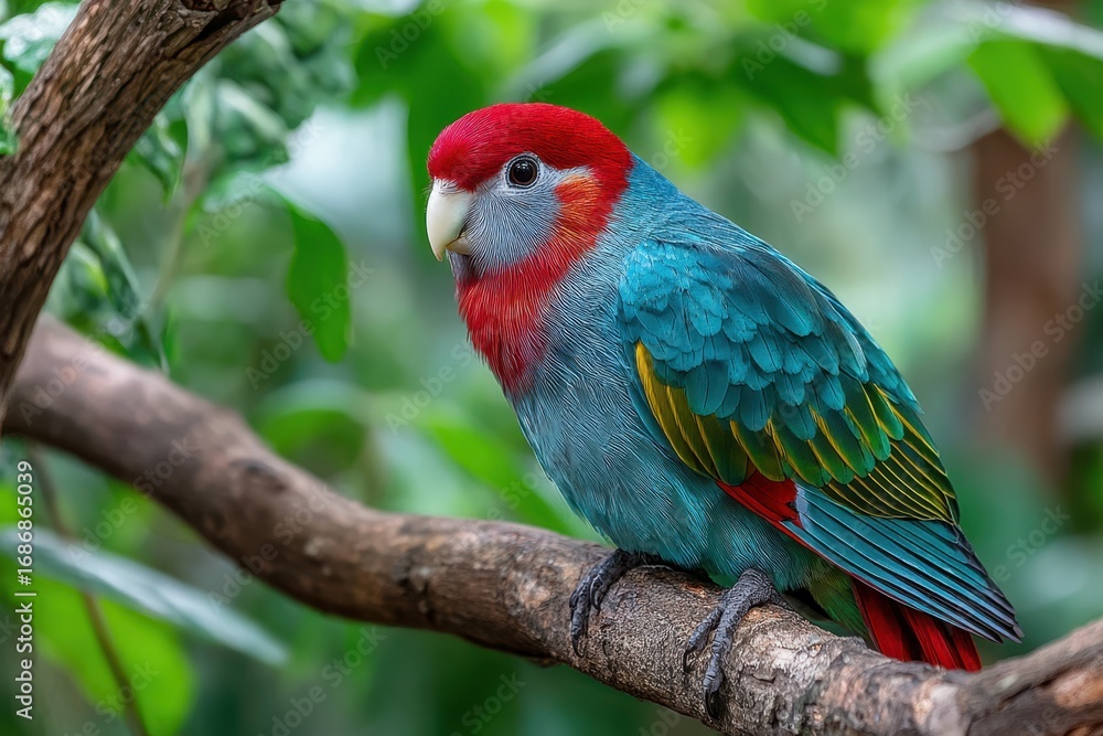Obraz premium Colorful parrot perched on a branch in nature