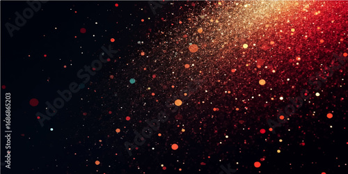 Vibrant red and white fireworks explode in the dark night sky, glowing like Christmas stars