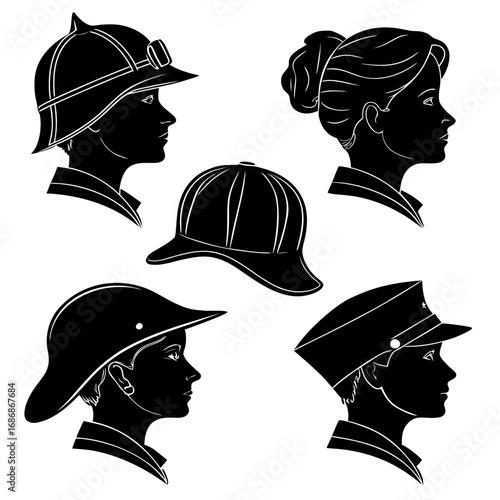 Diverse headwear silhouettes profiles helmet
