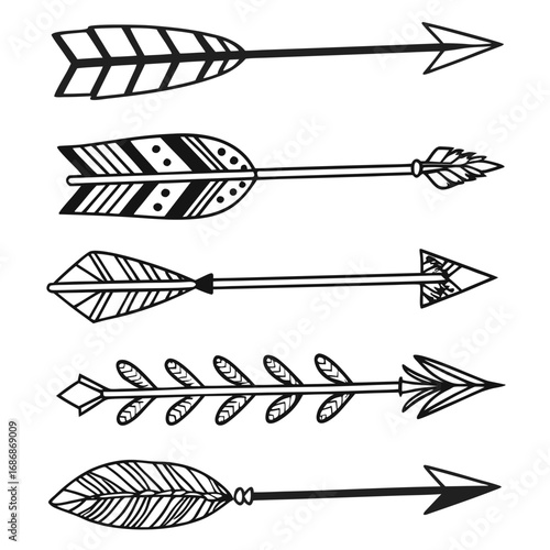 Five decorative tribal arrows boho geometric