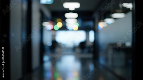 Wallpaper Mural Blurred Abstract Long Hallway With Bokeh Lights Showing an Office Interior With Light Coming in During the Late Afternoon Torontodigital.ca