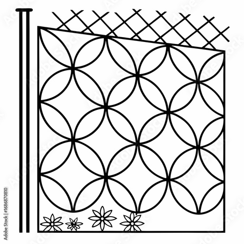 Geometric floral pattern with fence elements trellis