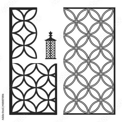 Geometric patterns and decorative lantern decorative screen