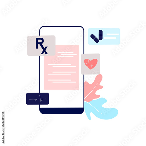 Set of modern flat design of online health care, online medical healthcare consultation, tele medicine, online pharmacy, online prescription, ask doctor, internet clinic via mobile phone or computer