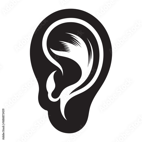 Ear Silhouettes  of a white background