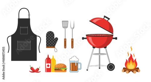 Barbecue and grilling essentials for outdoor cooking and summer celebrations with friends and family