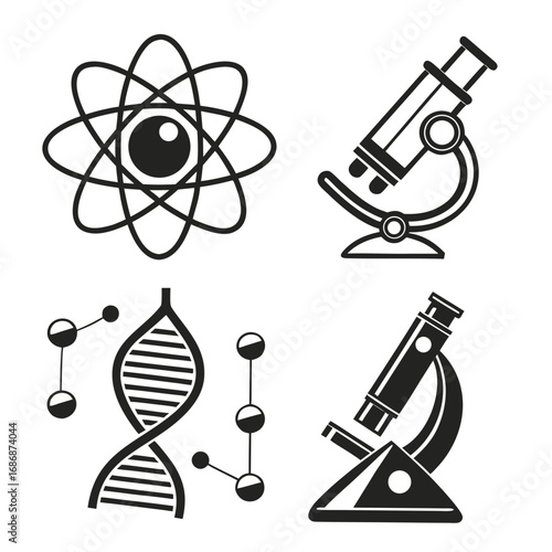 Science Icons Atom D N A Microscopes Molecules vector