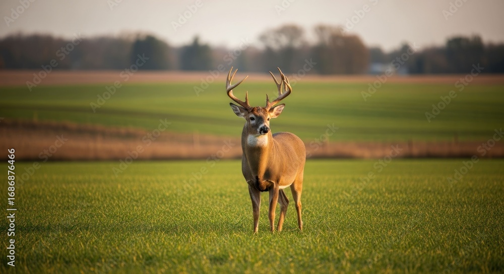Naklejka premium Majestic buck in a golden field