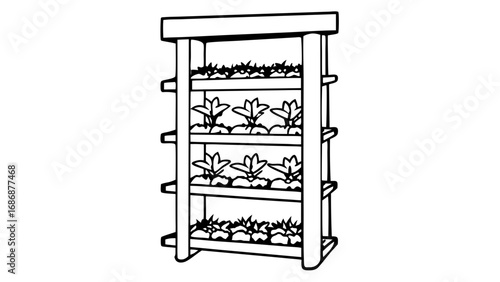 Vertical garden plants gardening shelf garden design plant stand planter box home garden indoor garden growing isolated on transparent background 