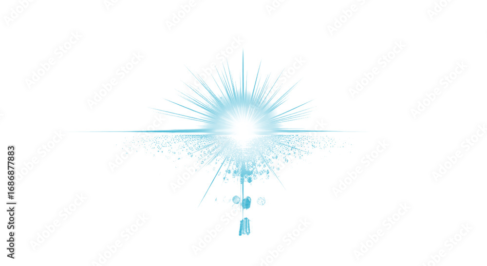 Obraz premium Blue glowing light with magic sparkles.