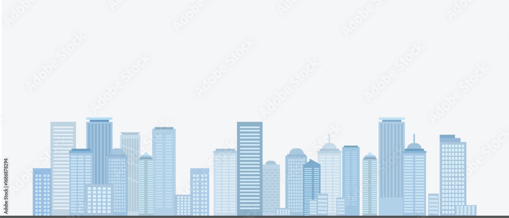 Fototapeta premium Modern city skyline with tall buildings vector illustration