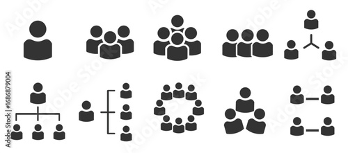 Business people icons set showing teamwork group and organizational hierarchy