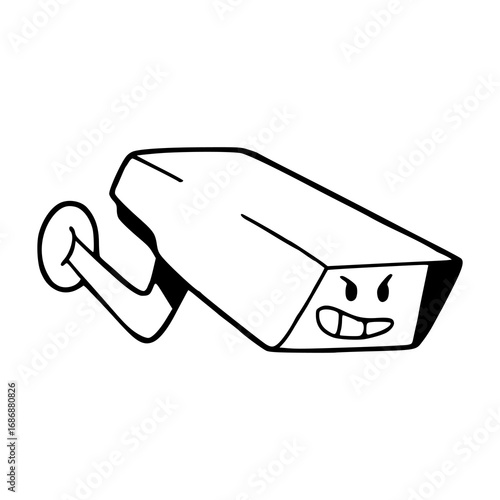 funny CCTV camera with a sarcastic smile