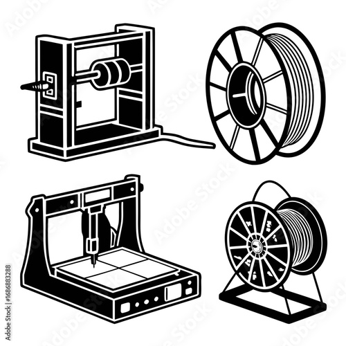 3d printing machines and filament spools 3d printer