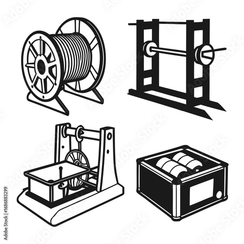 3d printing tools spool machine crate rack vector