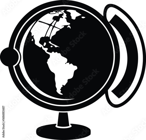 listening globe silhouette vector illustration