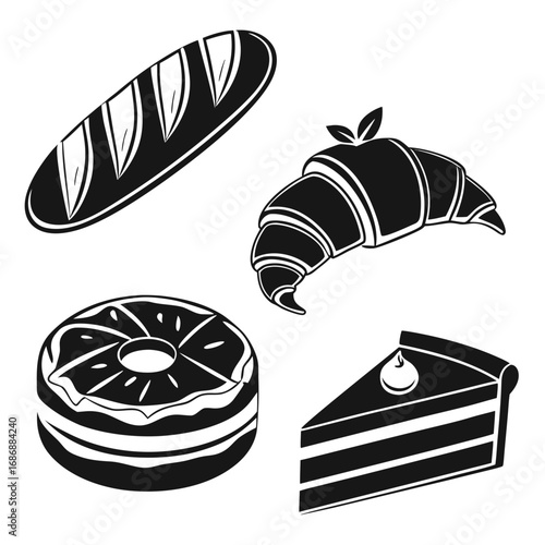 Baked goods assortment croissant loaf cake donut bakery