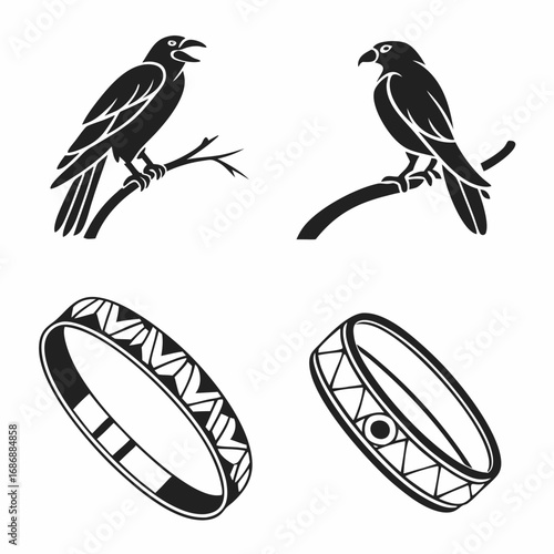Black birds and patterned bangles raven crow