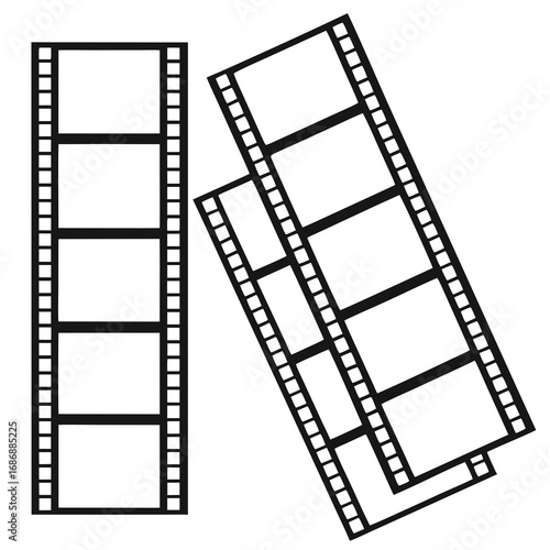 Black film strips with empty frames movie reel cinema