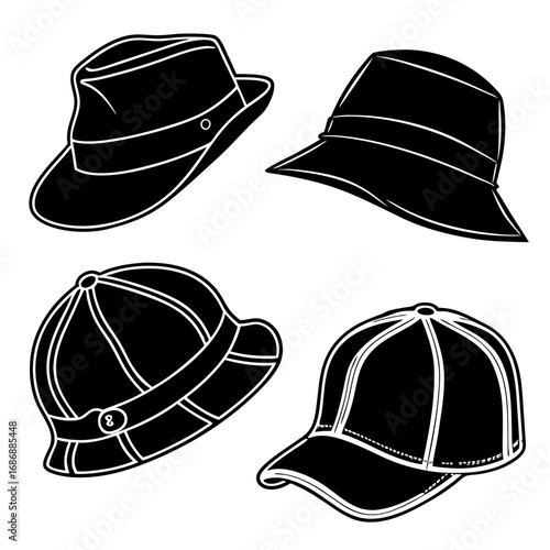 Black hat collection fedora bucket cap bucket hat baseball cap