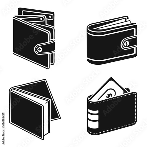 Black wallet icons money cash finance business
