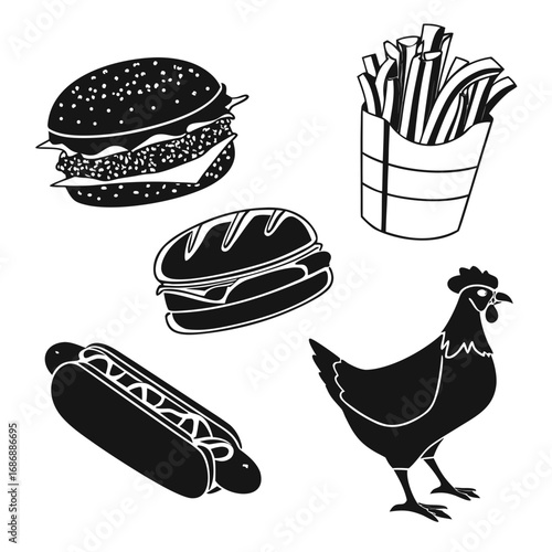 Burger sandwich hotdog fries chicken french fries