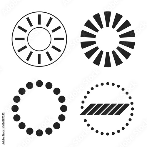 Circular loading indicators with various designs loading spinner