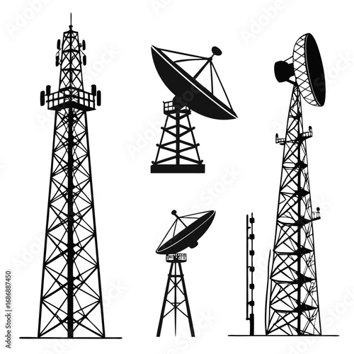 Communication towers satellite dishes antennas telecommunication