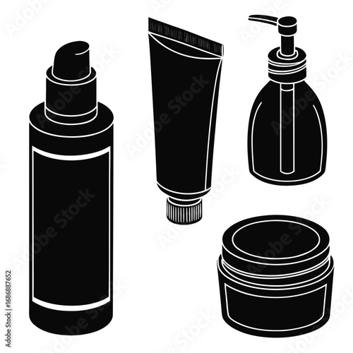 Cosmetic containers silhouettes bottle pump