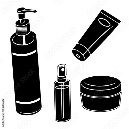 Cosmetic containers pump spray tube jar vector