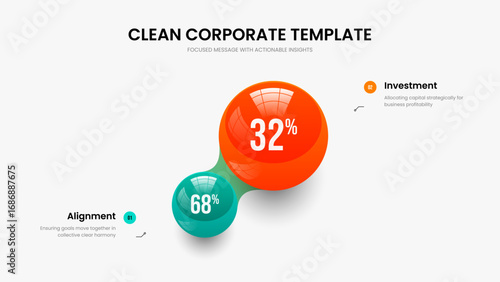 Simple Briefing 2 Step Diagram Presentation Template. Clean Strategy Two Option Chart Frame Design. Professional Solution Slideshow Layout Vector Illustration.