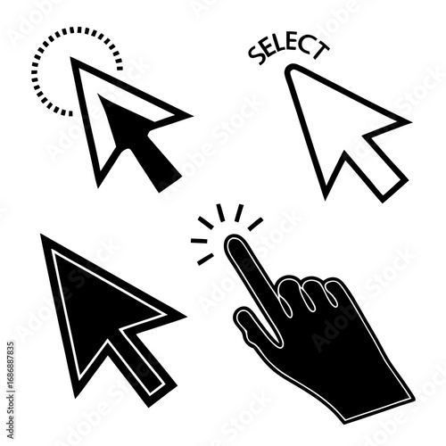 Cursor pointer hand select icons arrow