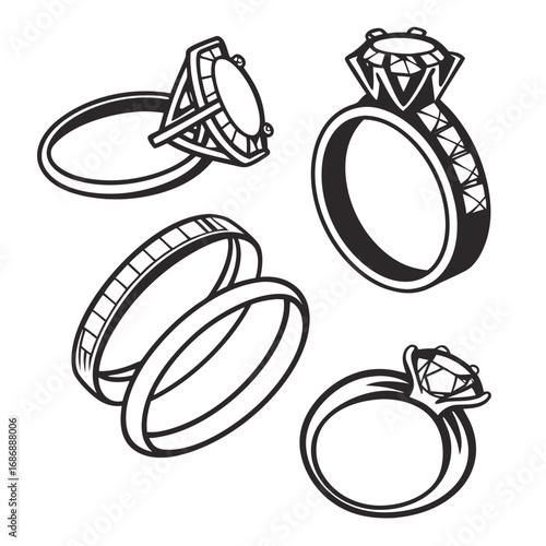 Diamond ring wedding band silhouettes engagement ring