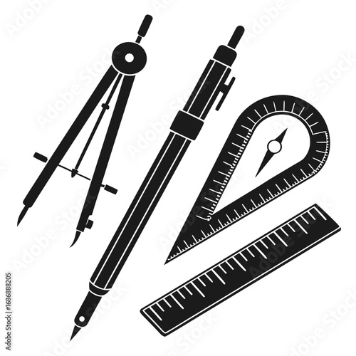 Drafting tools compass protractor rulers drawing