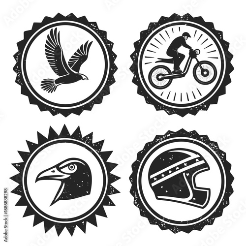 Eagle bird scooter helmet emblems flying rider