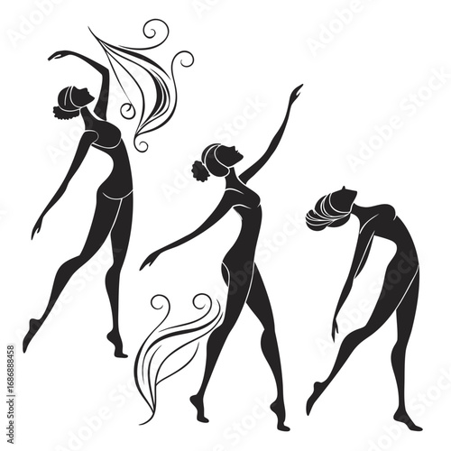 Elegant dancers performing graceful poses ballet dancers