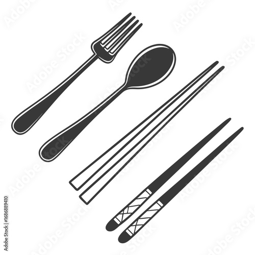 Fork spoon chopsticks eating utensils cutlery