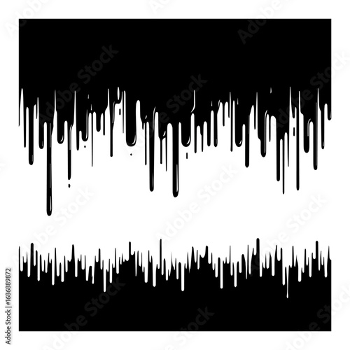 Dripping paint borders vector – two grunge liquid drip edges, versatile design elements