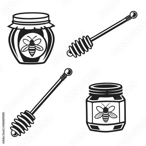 Honey jars and dippers honey dipper silhouette