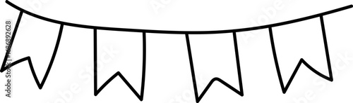 Festive Pennant Banner Line Art